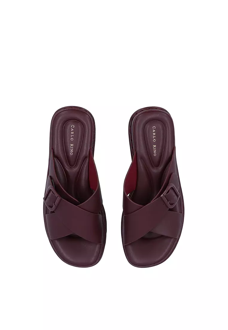 Maroon CR Juno Cross Sandals