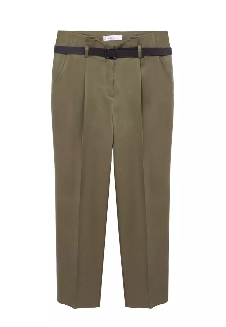 Plus Size Belt Straight-Fit Trousers