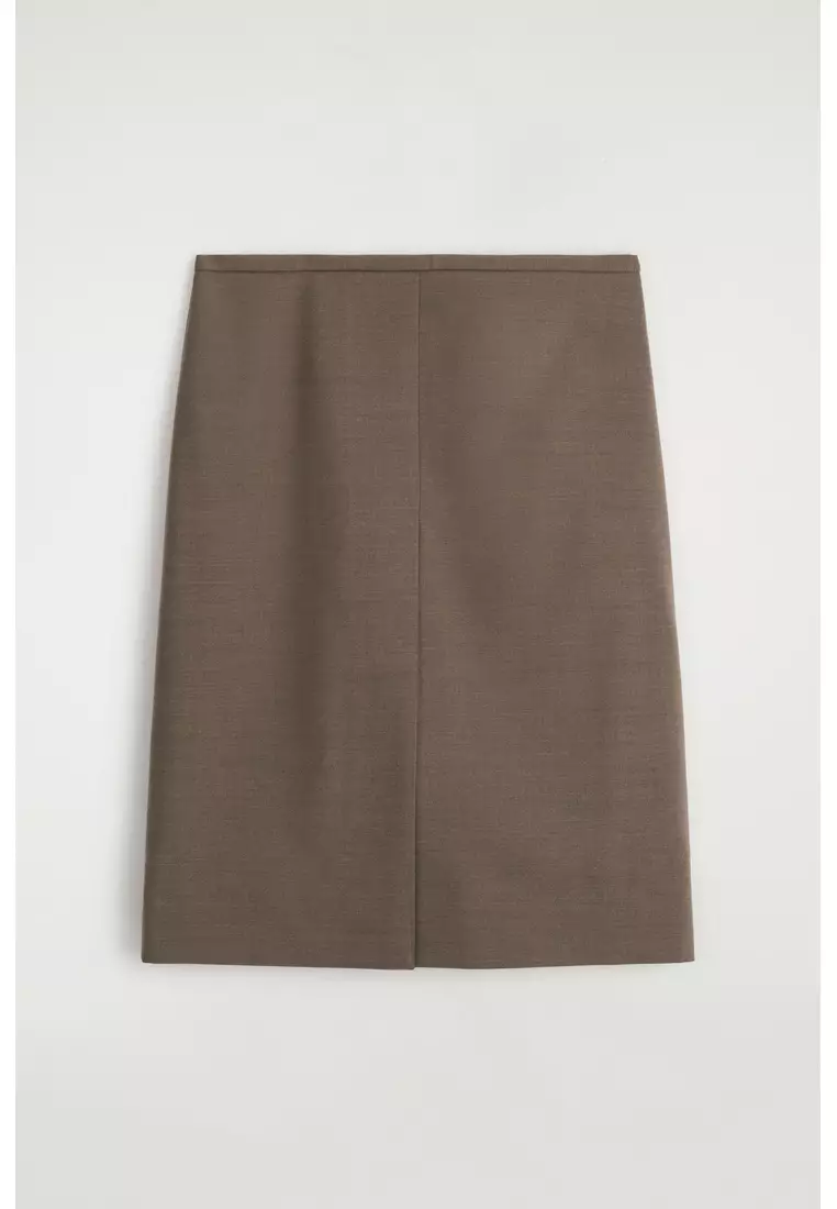 MERINO WOOL-BLEND PENCIL SKIRT