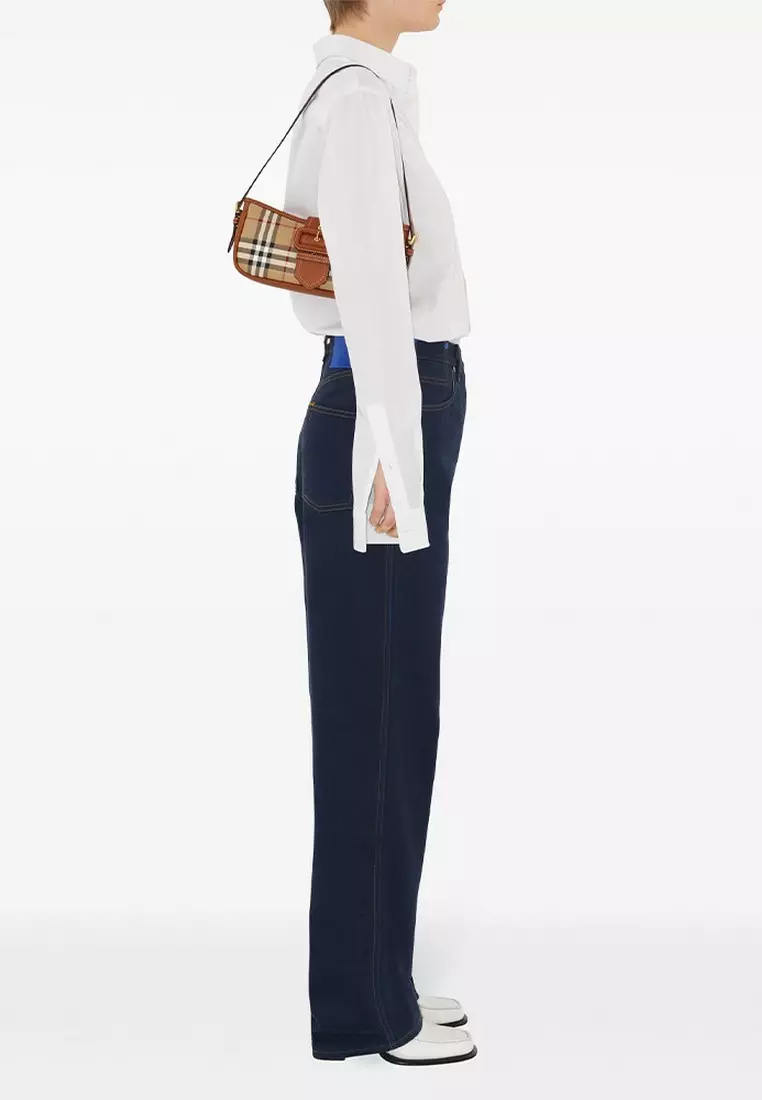 Check Sling Shoulder Bag in Archive Beige/Briar Brown