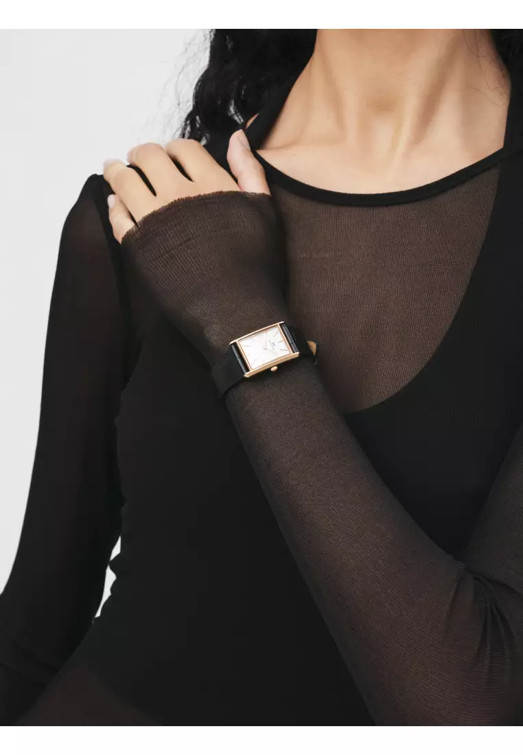 Bound 32x22mm Black Crocodile - Rose Gold - White 玫瑰金色 義大利皮革 DW 女性 手錶