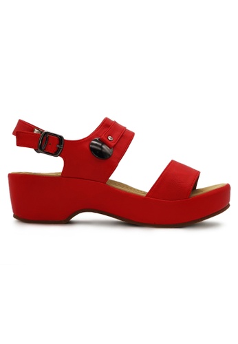 POLO HILL red Polo Hill Ladies Hook Loop Wedge Sandals PS-S05 93805SHAAD1076GS_1