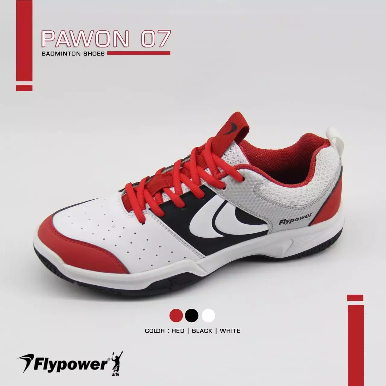 SEPATU BADMINTON SHOES FLYPOWER PAWON 7 ORIGINAL-RED BLACK WHITE