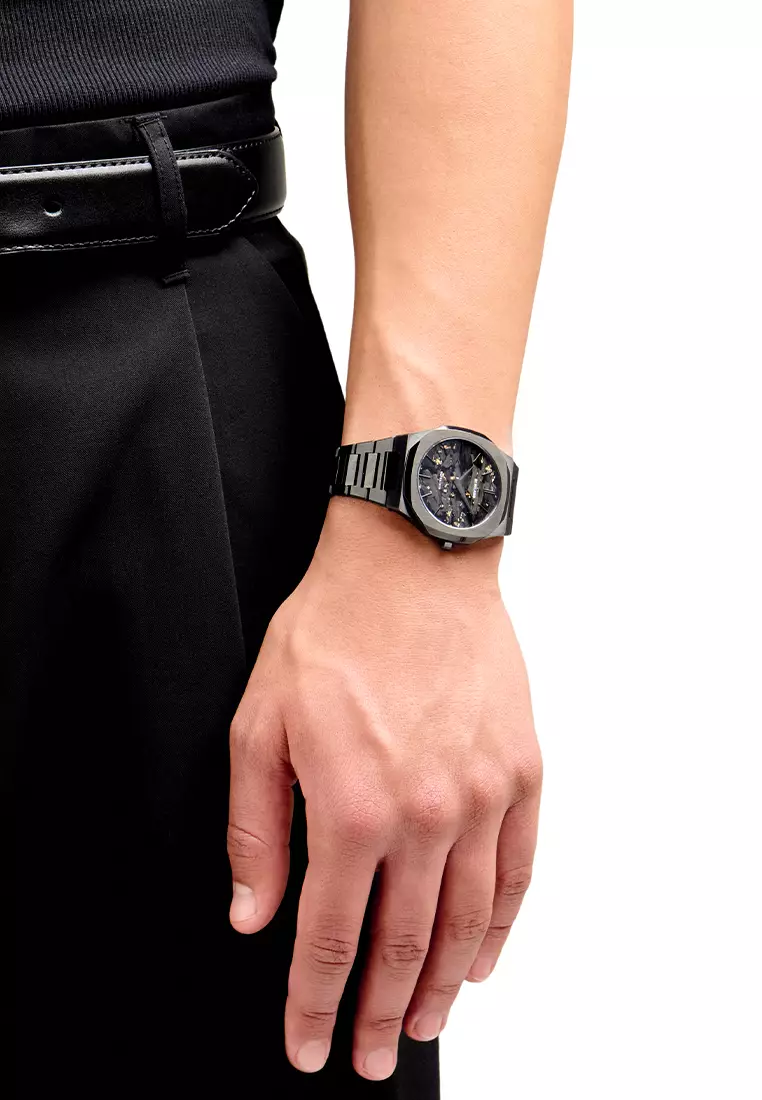 Black DLC Ultra Thin Bracelet Watch, 40 mm