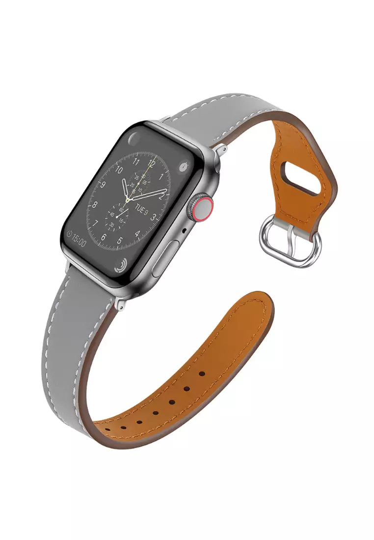 Buy Kings Collection Grey Leather Apple Watch Band 42MM 44MM