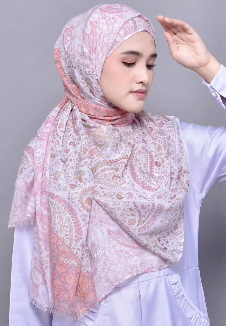 Paisley Cotton Viscose Pashmina Hijab Creole Pink