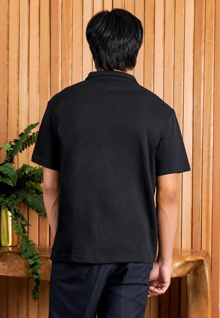 Matsuda Kemeja Pria Lengan pendek Waffle Kasual Sagae