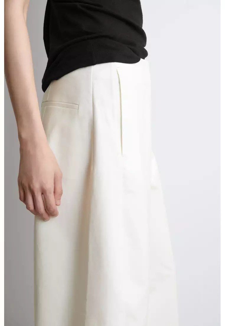 CROPPED BARREL-LEG COTTON TROUSERS