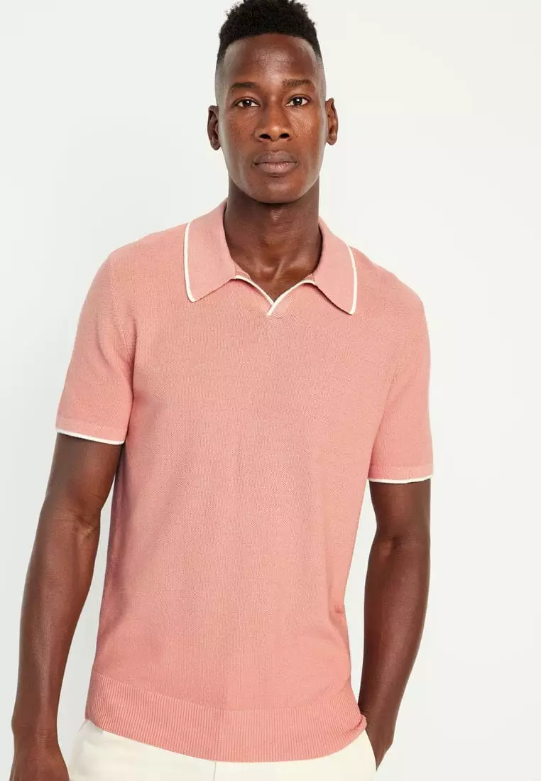 Pink polo sweater mens store