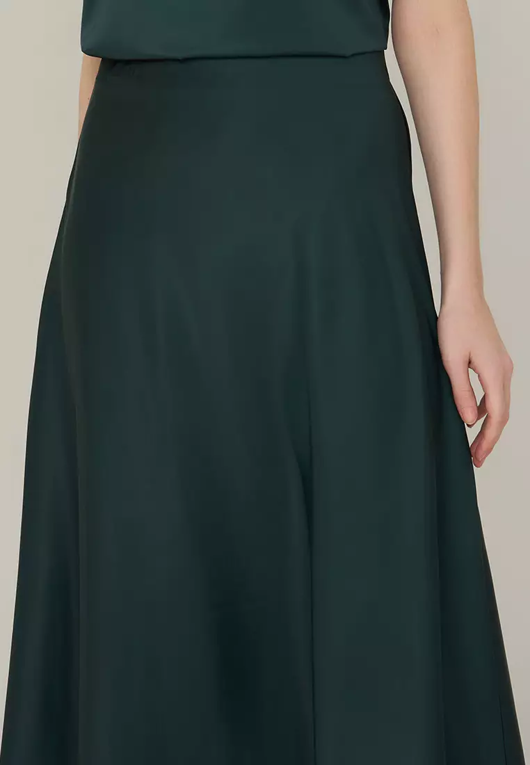 Jianna A-Line Maxi Skirt in Satin Fabric