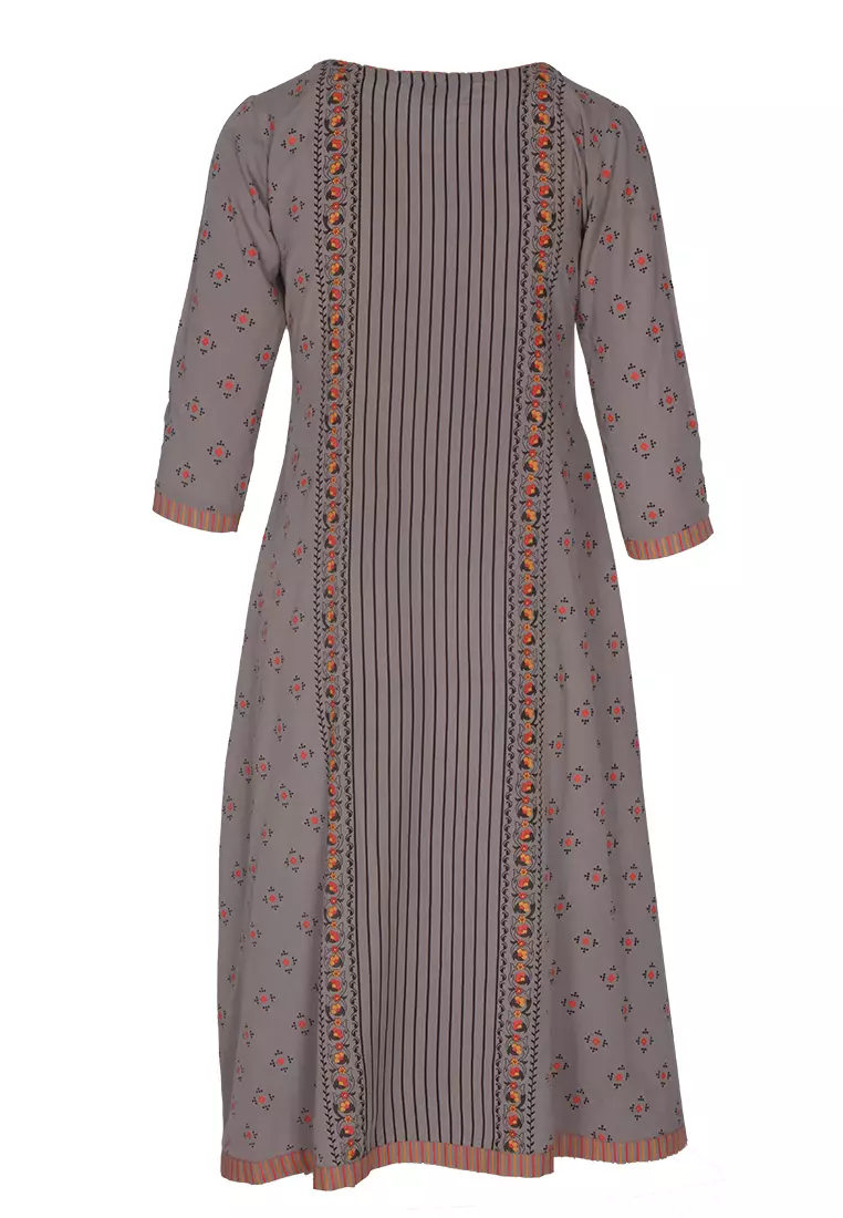 Le Reve 灰色公主线束腰连衣裙