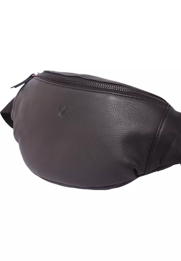 Leather Bum bag  waist  Pouch For Men - Small Leather Pouch - Cross Body Bag - Leather Bag unisex-SD02 BLACK