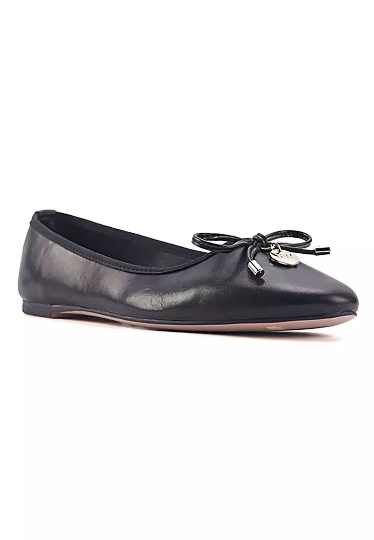 Nine west black leather flats on sale