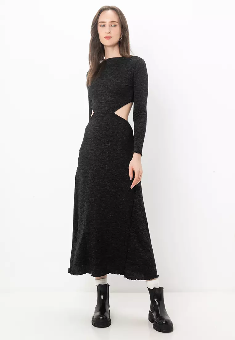 Petite Super Soft Long Sleeves Wrap Maxi Dress