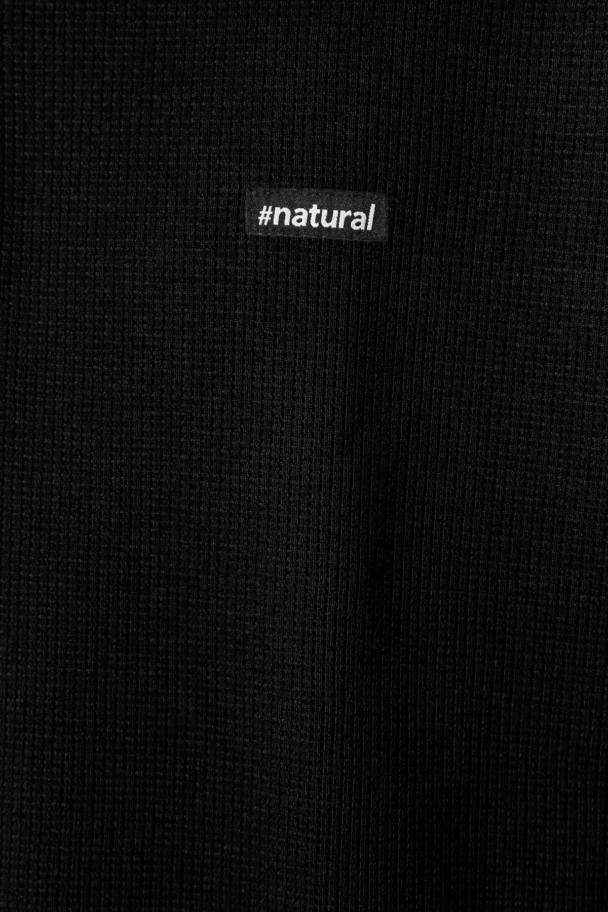 Black Oversize/Wide Cut Labeled Textured Polo Collar Non-raised Sweatshirt TMNAW24SW00224