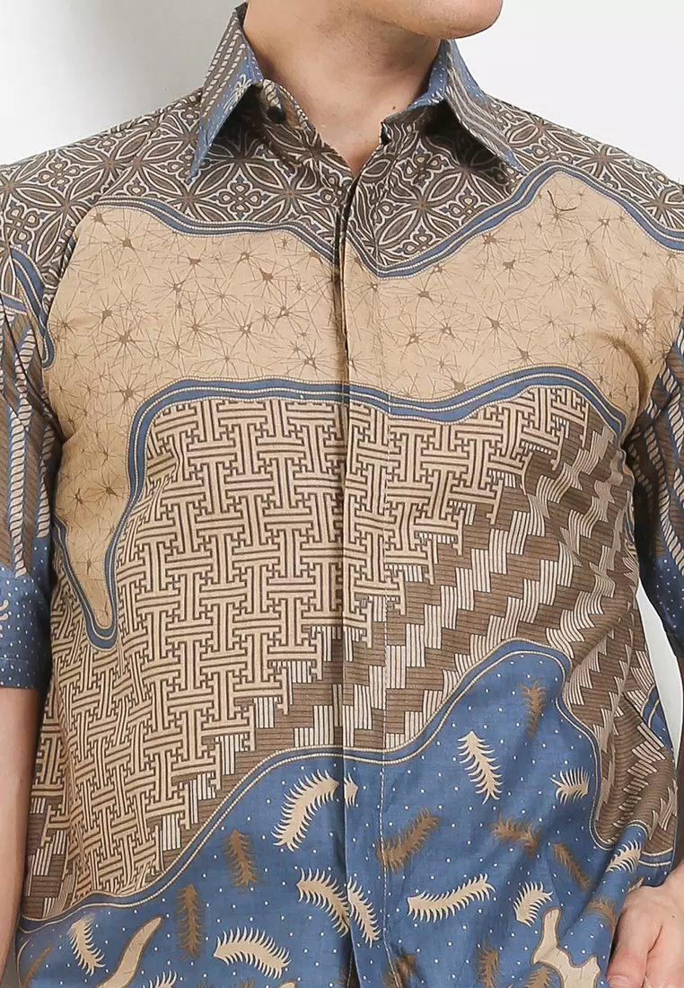 Evano Kemeja Batik Exclusive Premium Pria Casual Modern Lengan Pendek