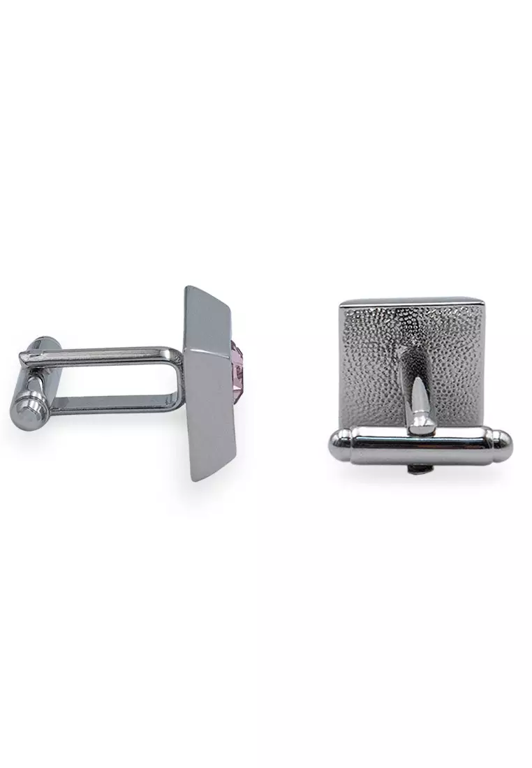 Palmira Chrome Baby Pink Diamonte Cufflink