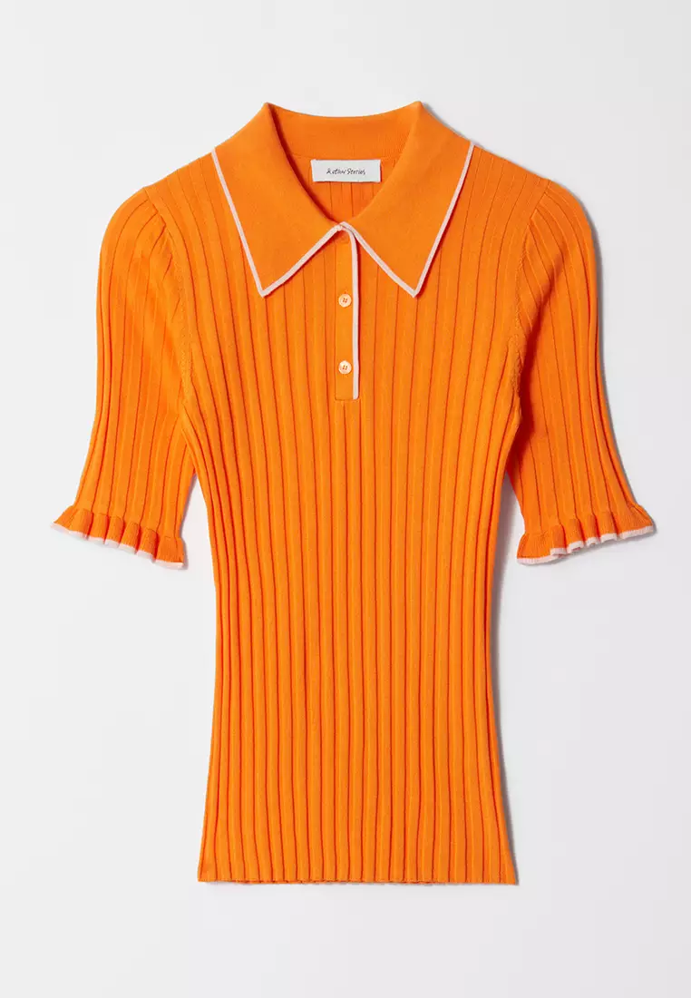 Rib-Knit Polo Shirt