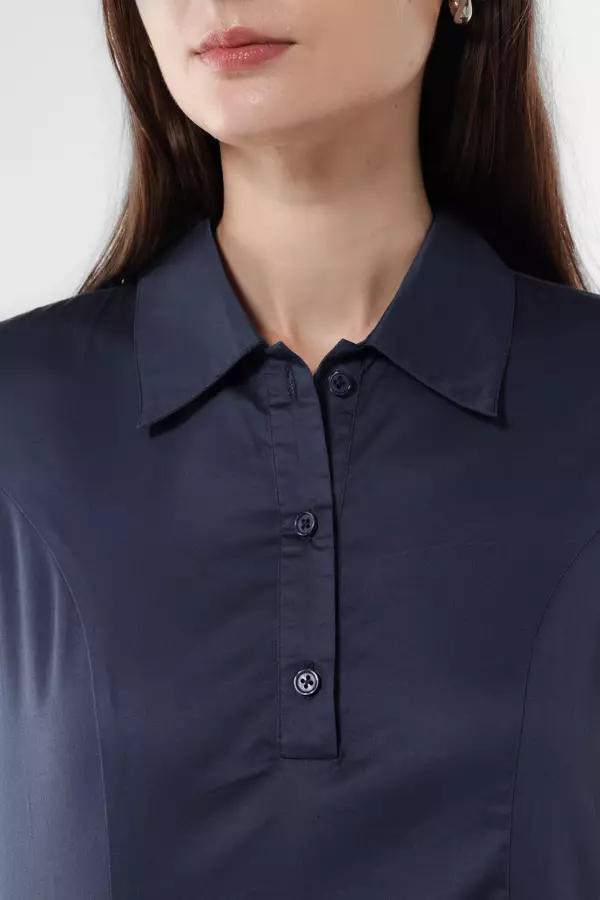 MINIMAL - Harriette - Dress Katun Lengan Pendek - Navy Warna Navy