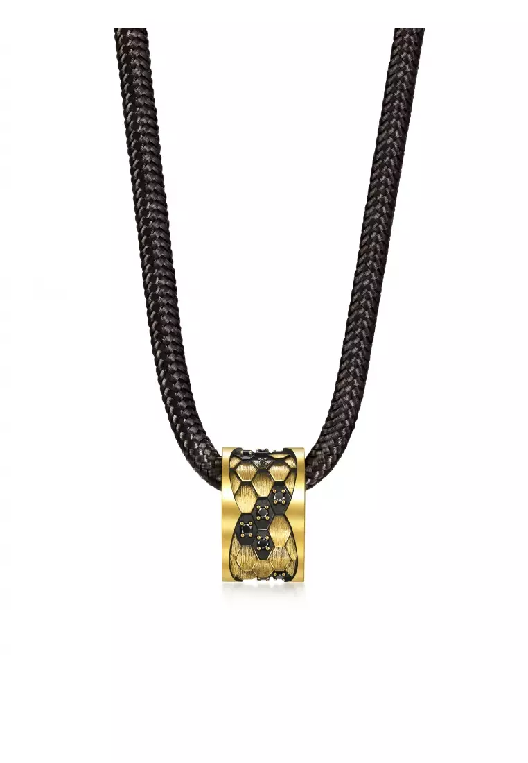 999 24K Gold Noir Legend Zodiac Snake with diamond Necklace for Women & Men 95498Z