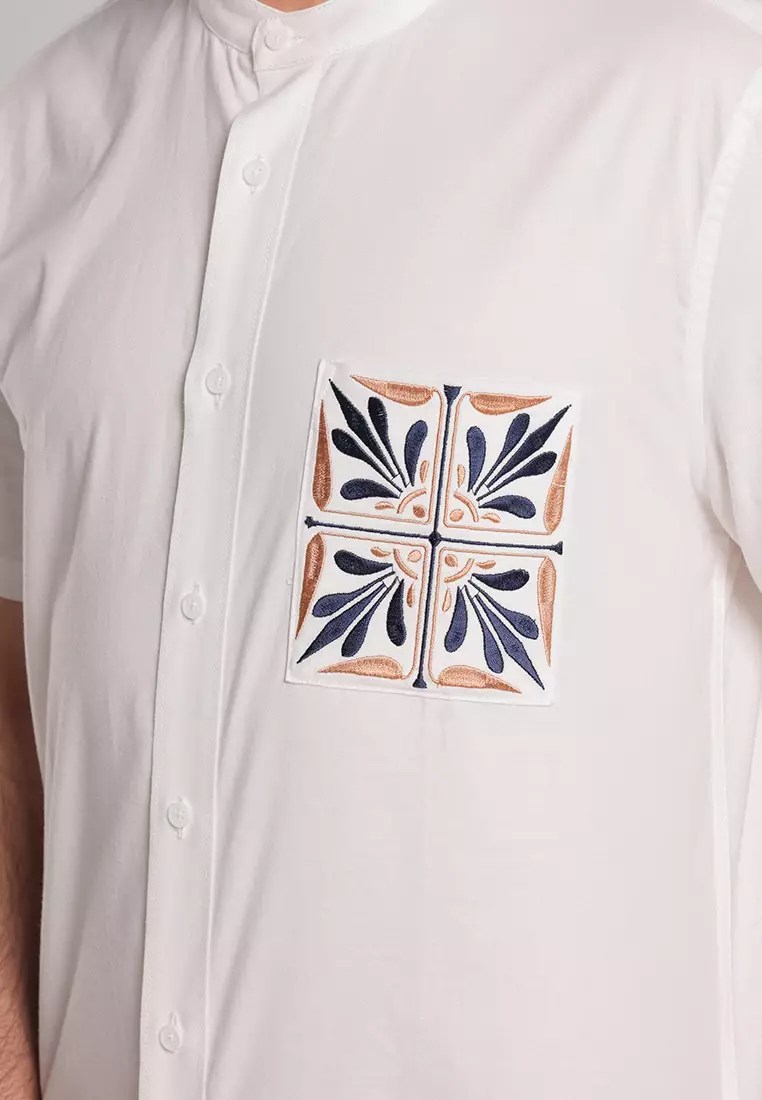 MOC - Kemeja Shanghai Lengan Pendek Arbil - White