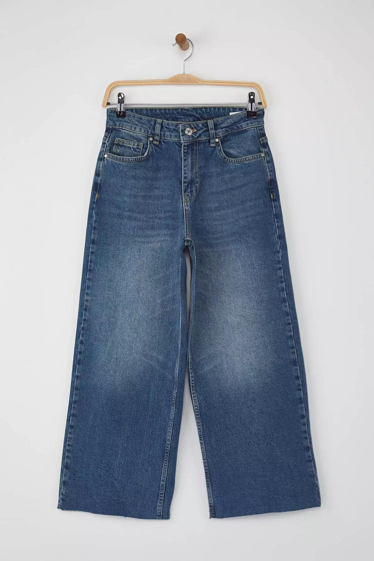 Blue Regular Waist Cut-Off Culotte Jeans Twoaw26Je00046