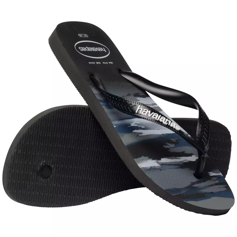 Havaianas Top Camu Black/Black/White - Sandal Pria