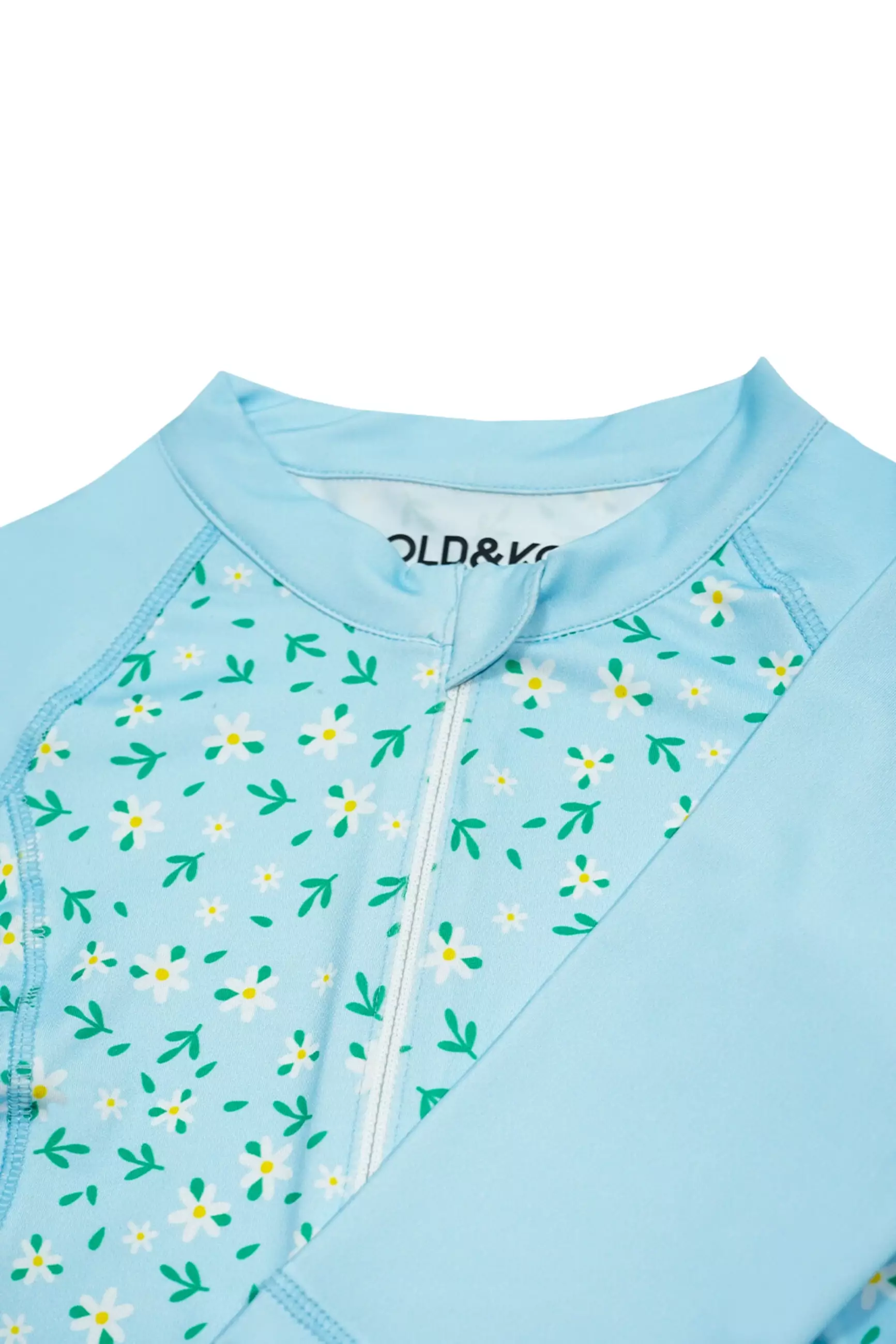 BOLD & KO Longsleeve Rashguard In Blue Floral Kids Swimsuit | Baju Renang Anak