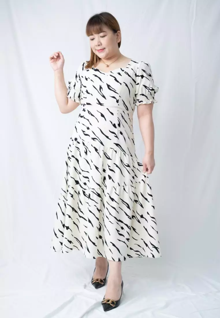 White printed hot sale maxi dress