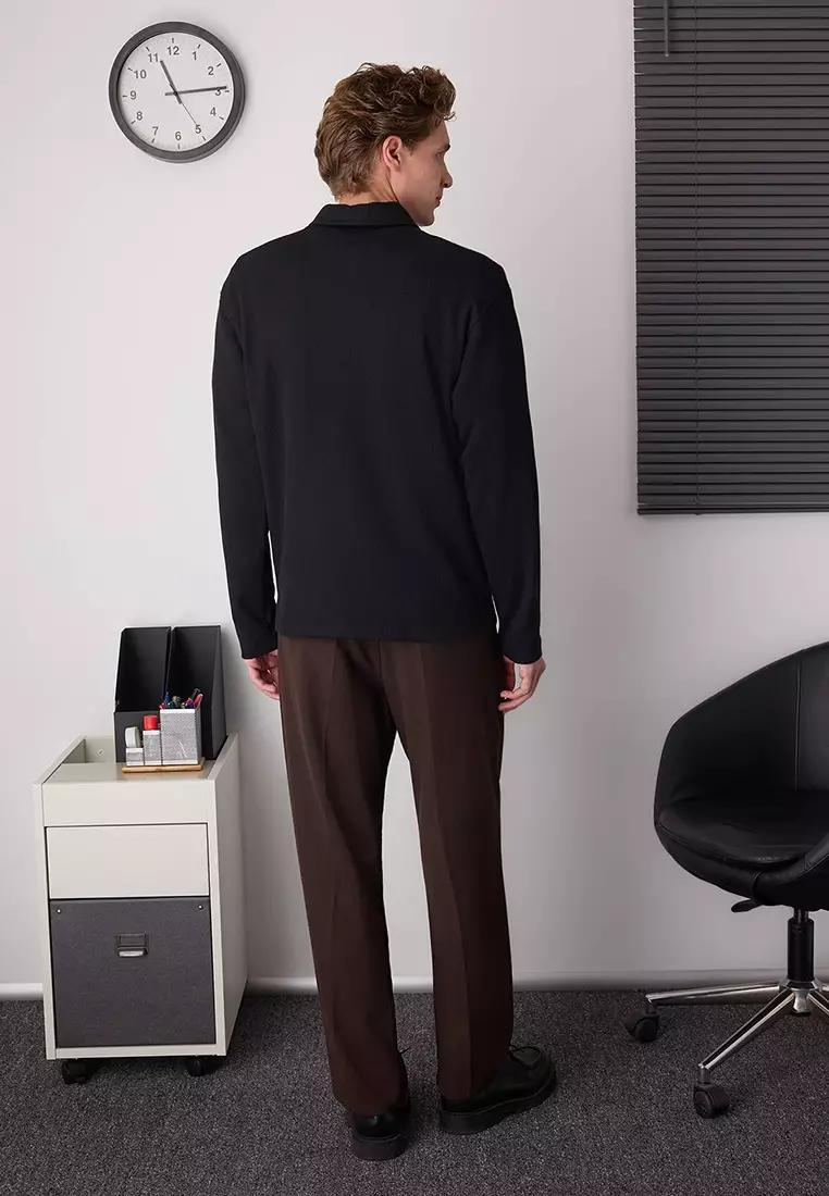 Black Oversize Polo Neck Plain Polo Neck T-Shirt/Sweatshirt