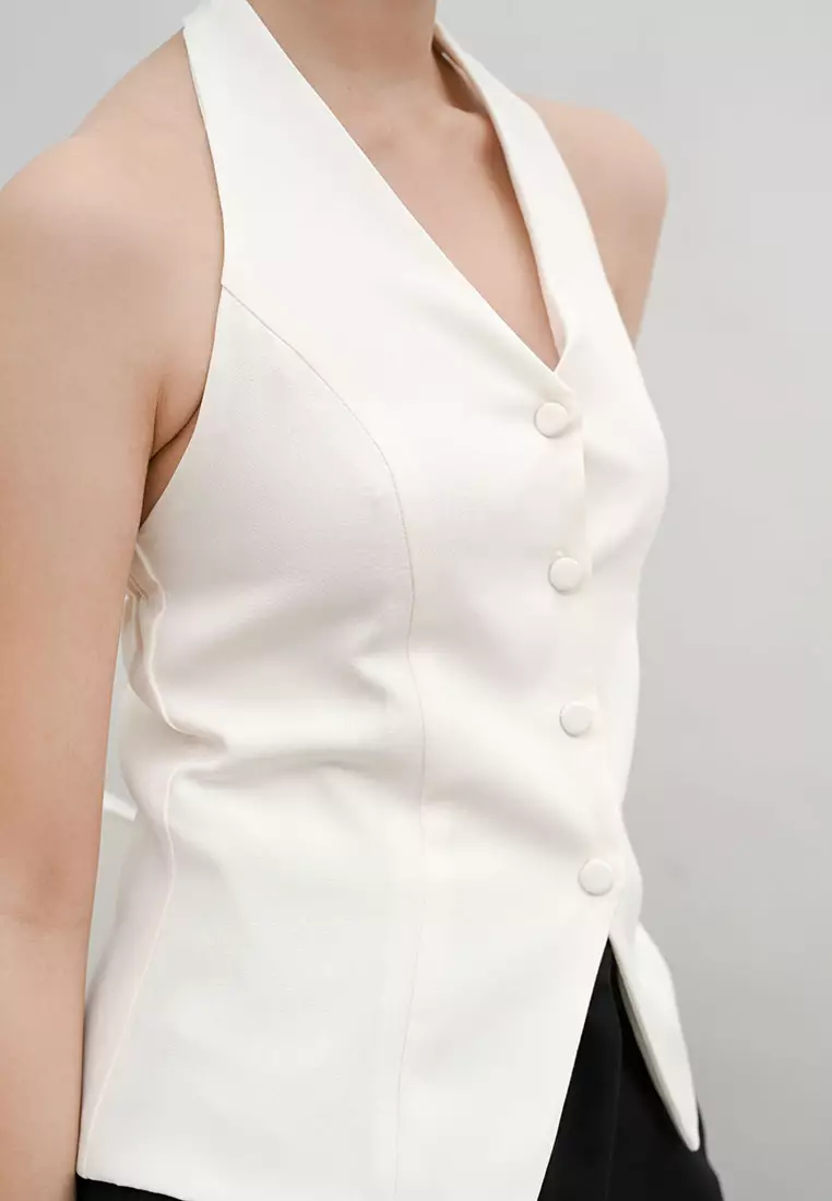 Capsule Halter Neck Top in White