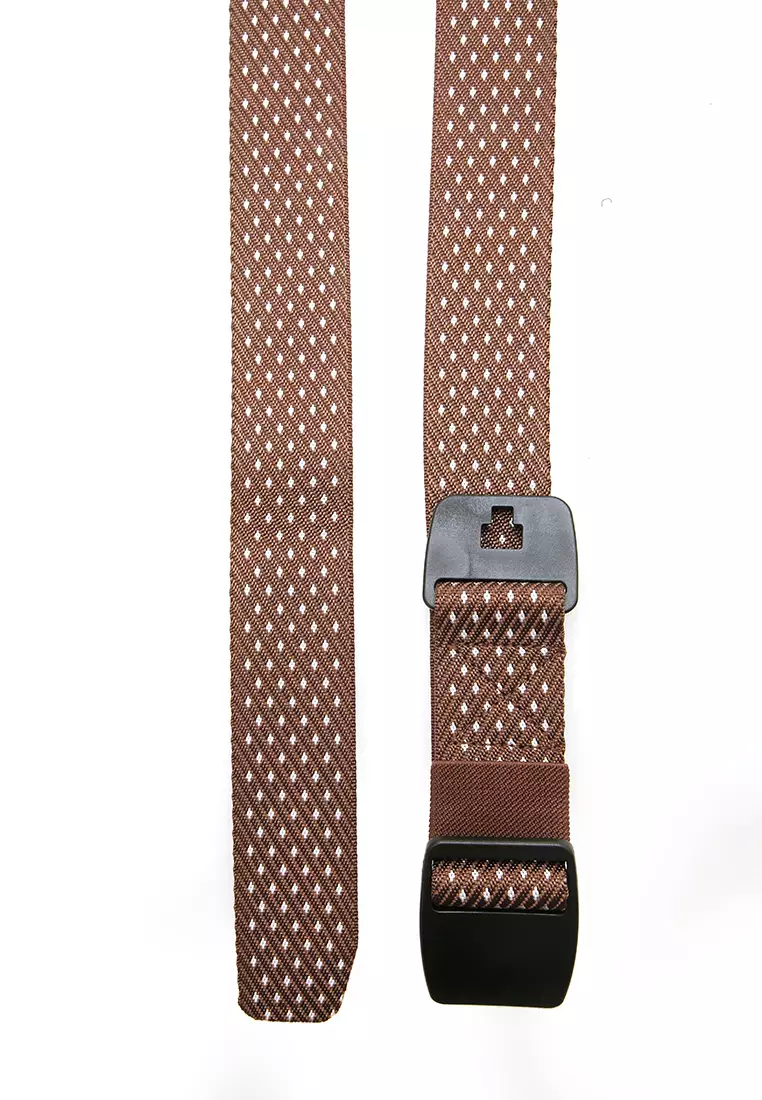 Ilo Aksesoris Fashion Pria Ikat Pinggang Motif Polka Material Canvas ORIGINAL - Brown