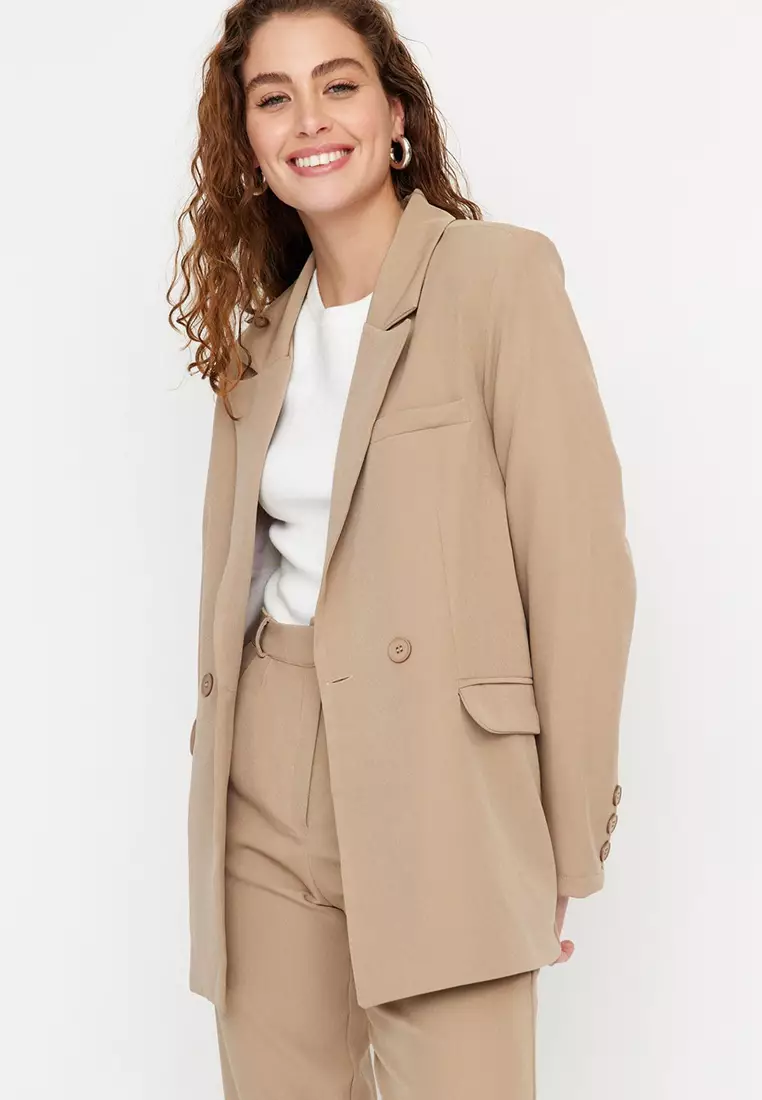 Mink Blazer Jacket-Pants Woven Two Piece Set TCTAW23US00132
