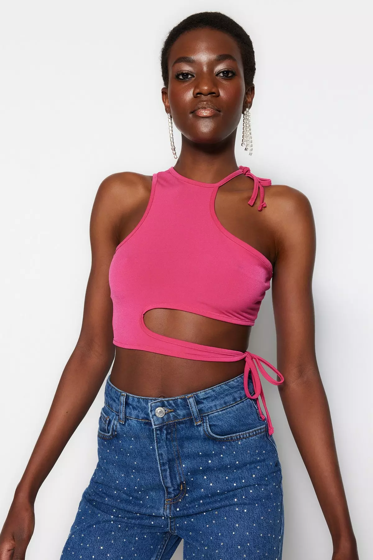 Buy Trendyol Crop Knitted Window/Cut Out Detailed Top 2024 Online