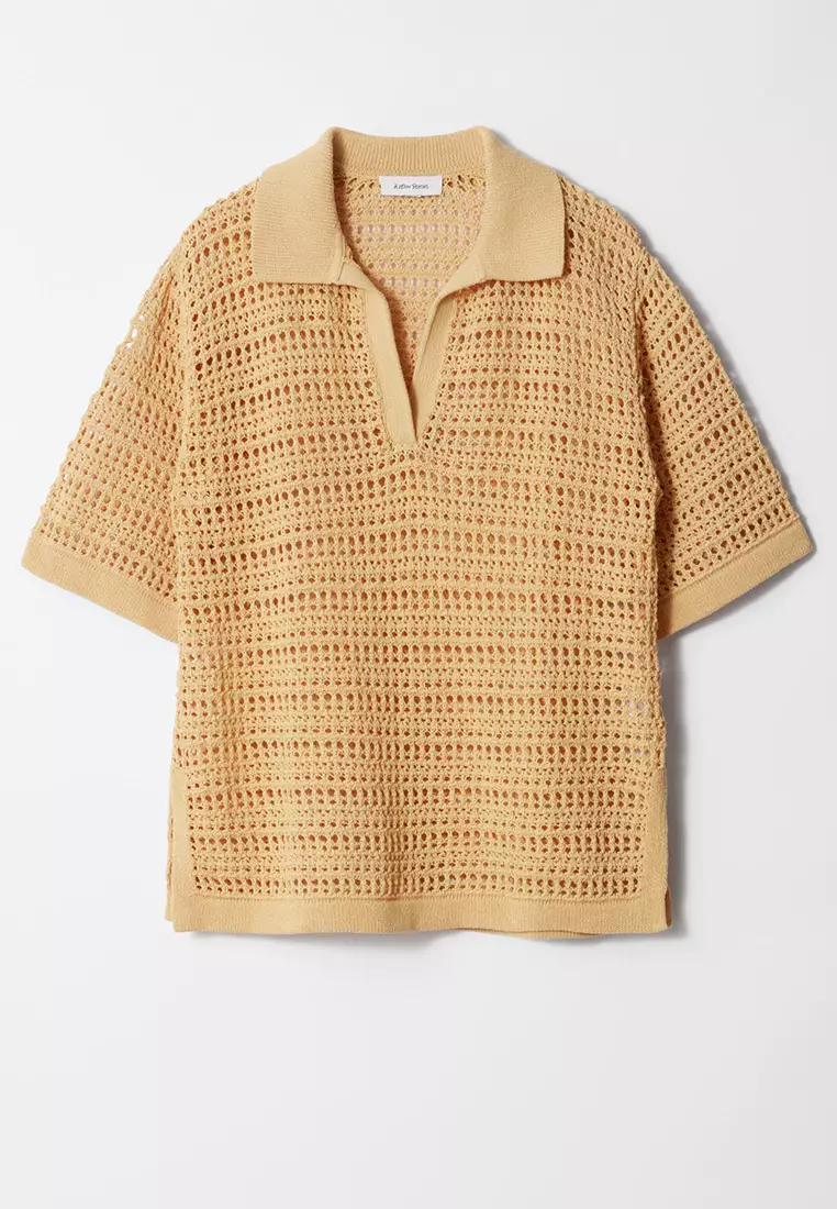 Pointelle-Knit Polo Shirt