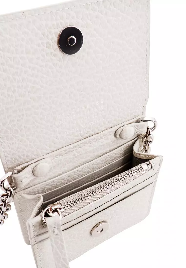 MAISON MARGIELA - Leather card holder with iconic stitching - White