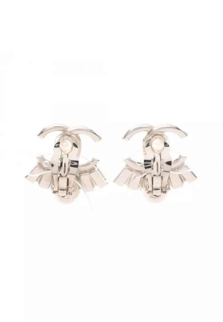 Chanel Pre-Loved Chanel coco mark earrings crystal Silver blue