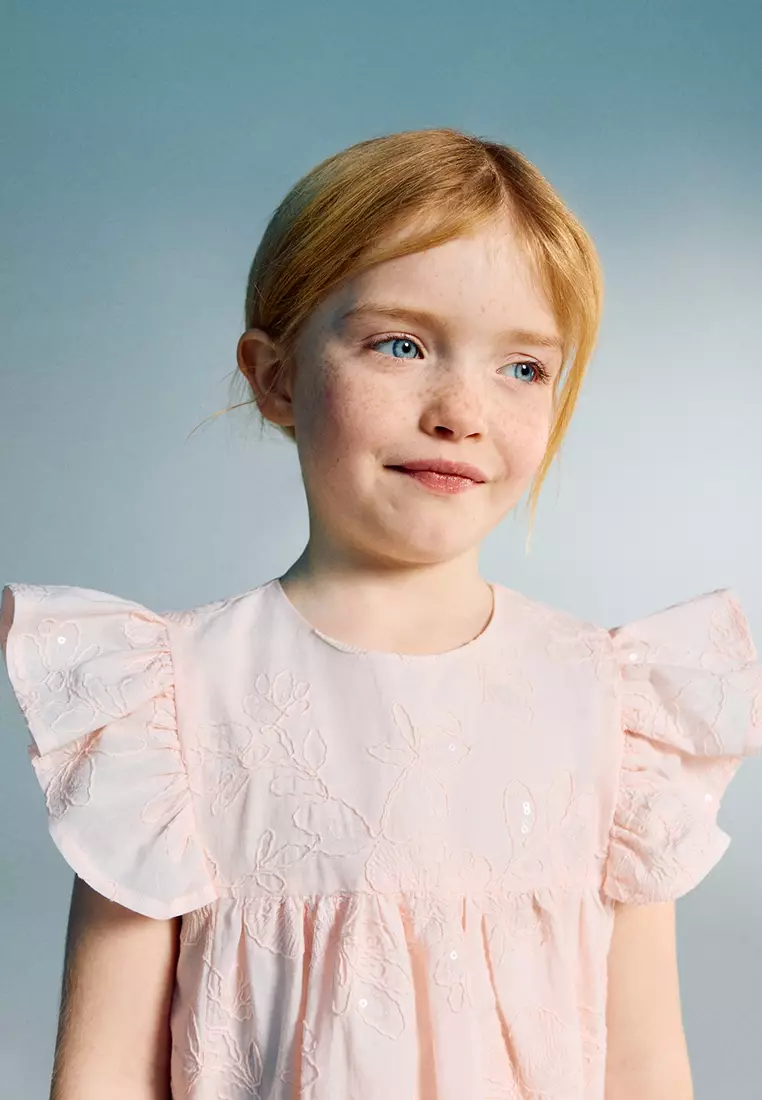 Embroidered Cotton Dress With Floral Pattern