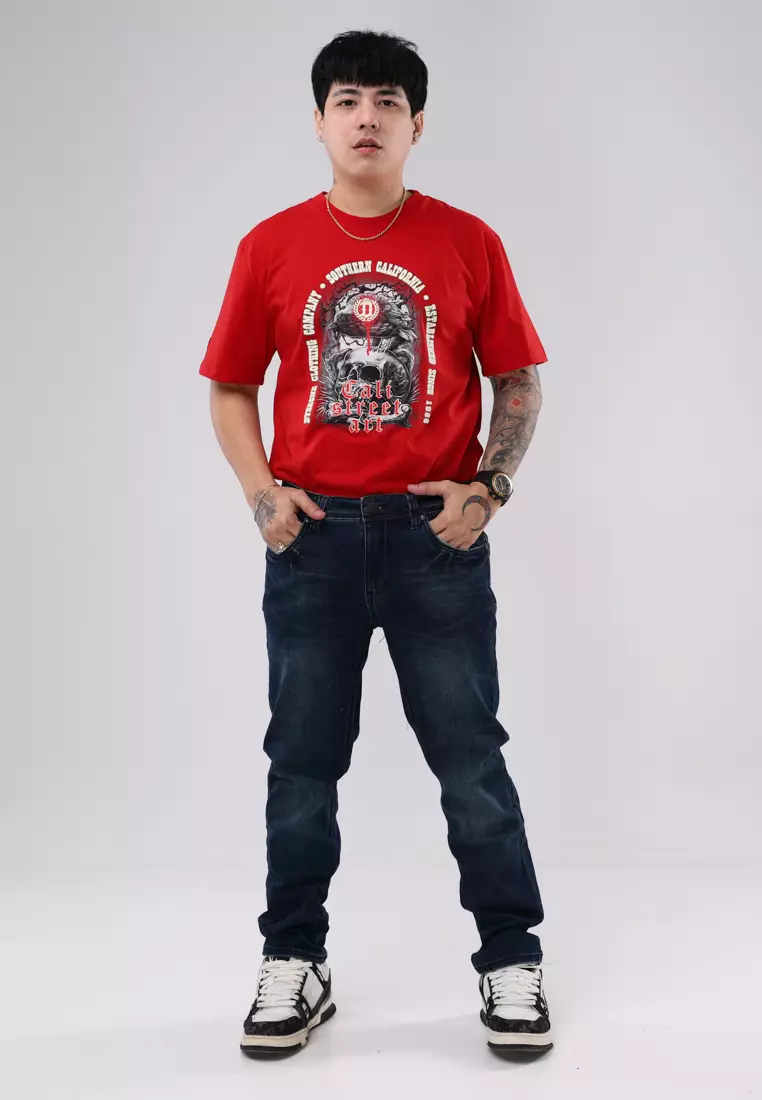 Denim Long Pants Slim Tapered Fit Stretch
