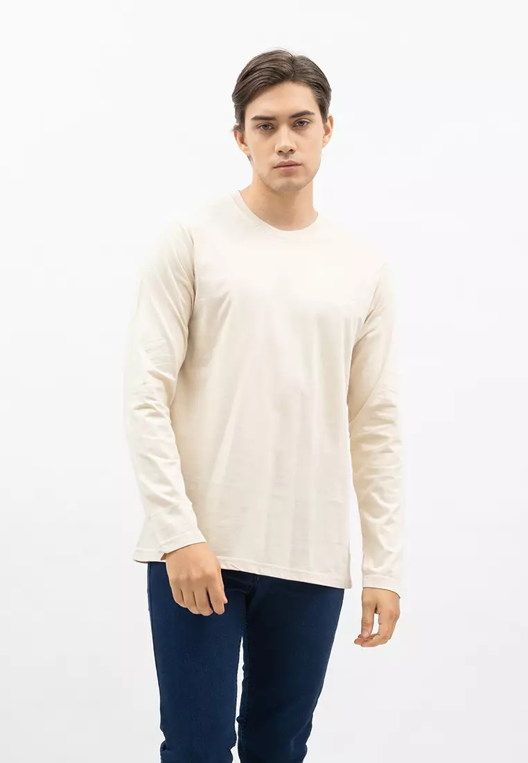 Houseofcuff Kaos Cotton Combed Lengan Panjang Pria Cream
