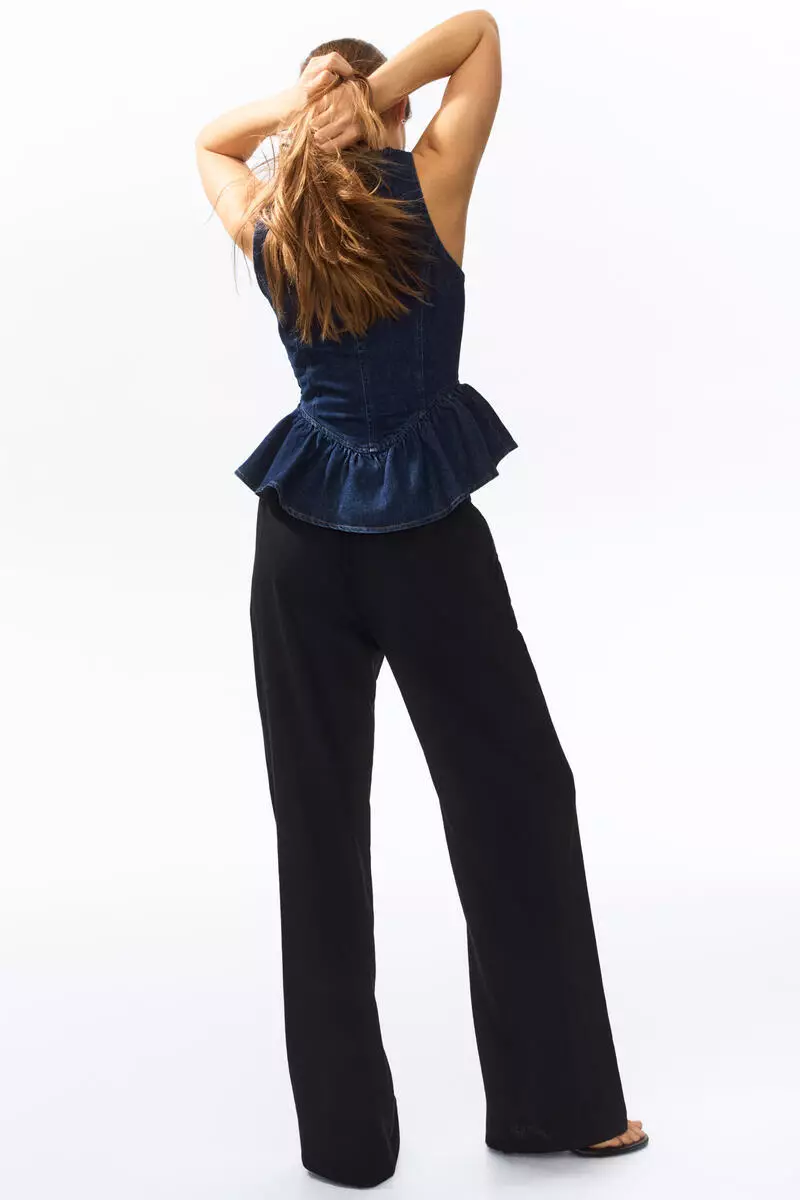 Linen-blend drawstring trousers