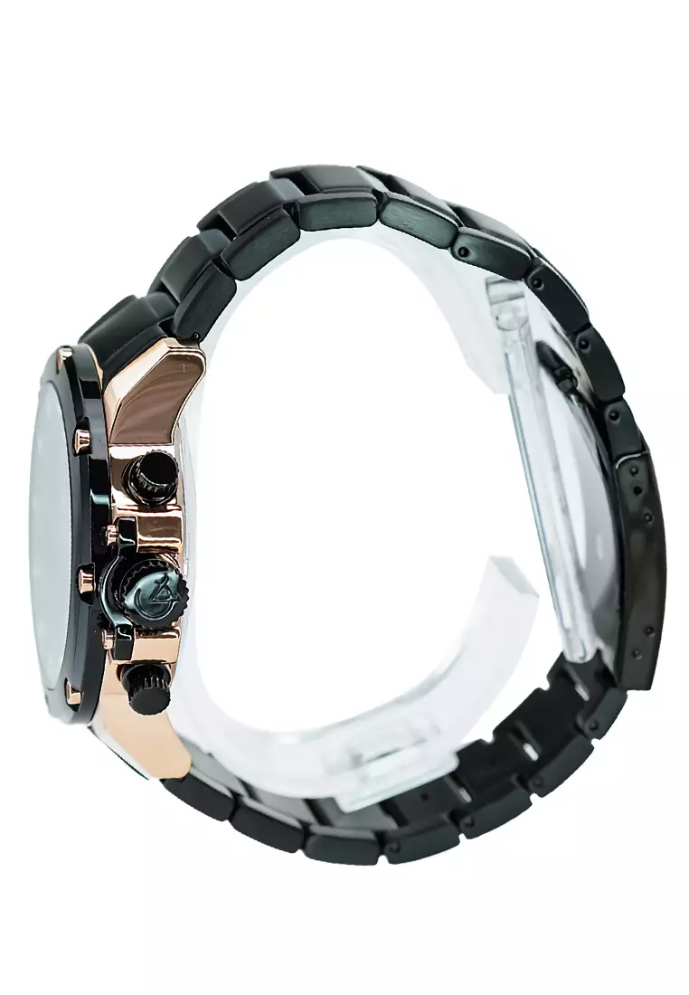 Alexandre Christie - Jam Tangan Chronograph Pria - Rosegold - Black Stainless Steel Bracelet - 6564MCBBRBA