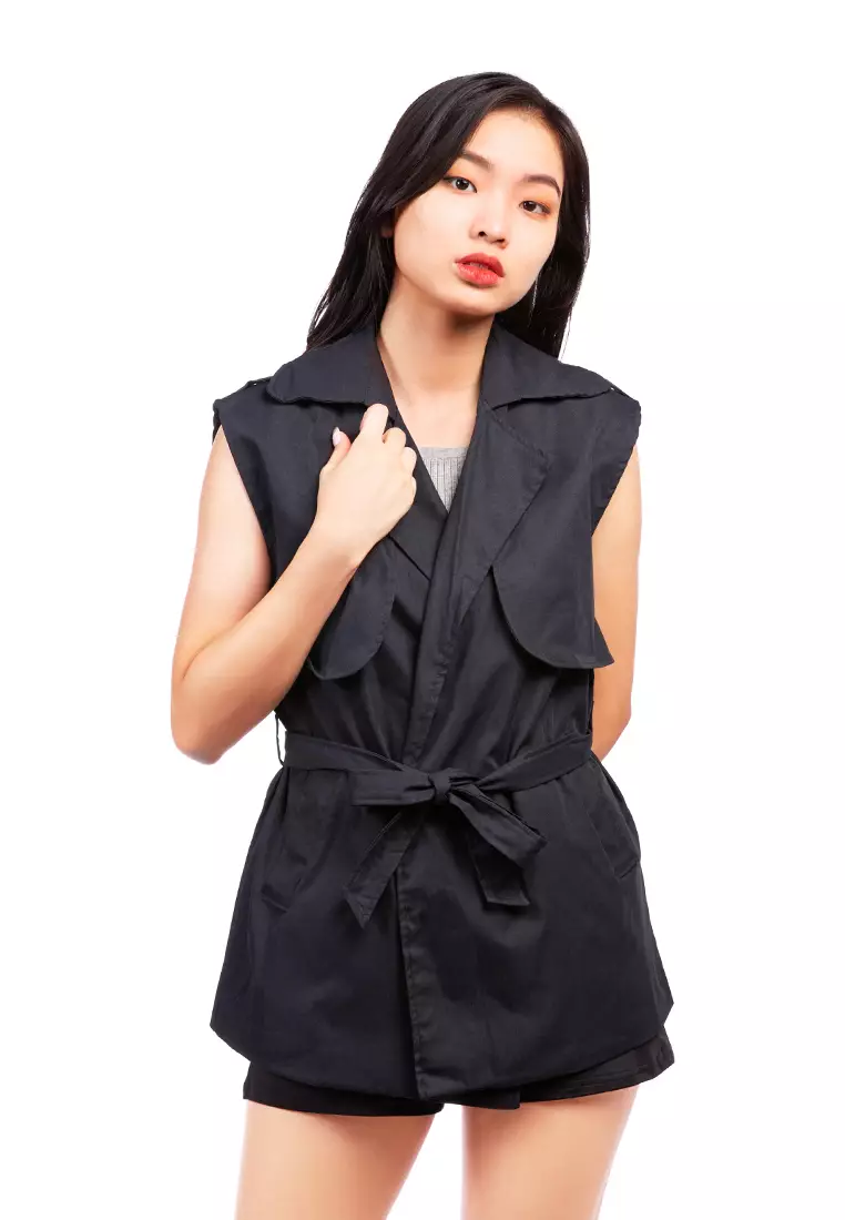 Mantel Parit Tanda Pangkat Hitam Pendek