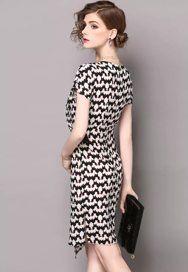 Summer New Print Pattern Short Sleeve One Piece Dress CA062793-1.