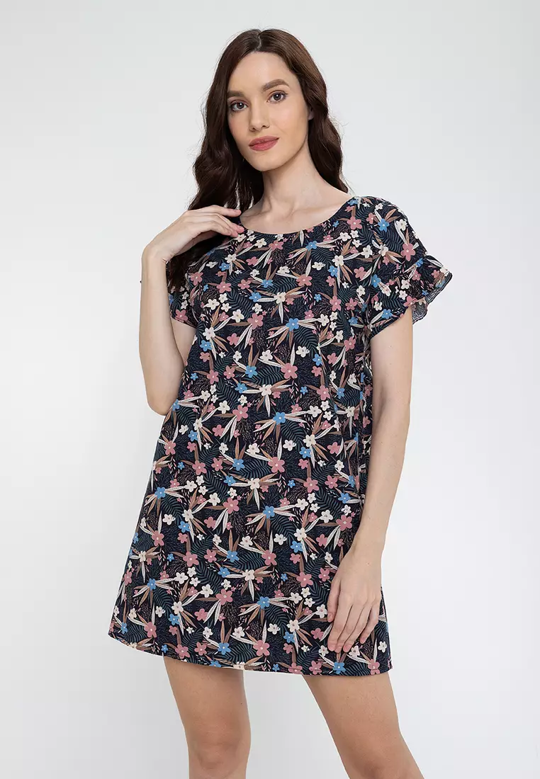 Buy BADOMODA Laverne Floral Print Ruffle Sleeve Shift Dress 2025