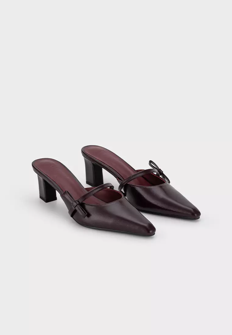 SCULPTURE HEEL MULE WITH BOW DETAIL