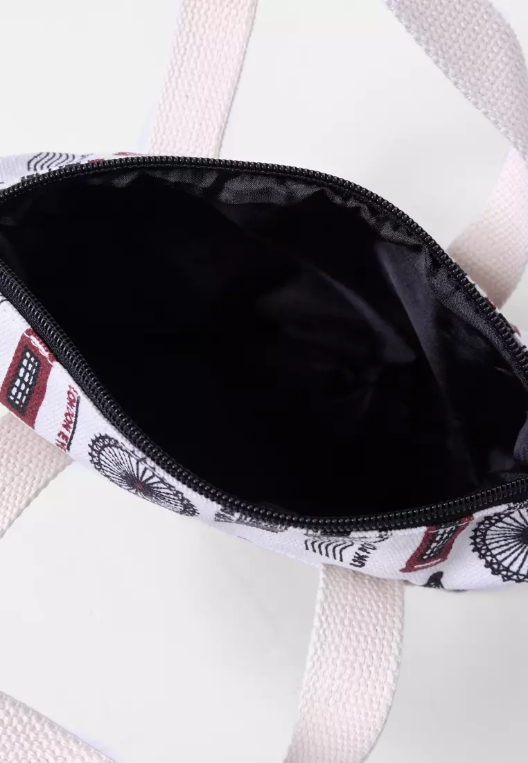 Pamole Pouch Kosmetik Bahan Kanvas Penutup Resleting - London