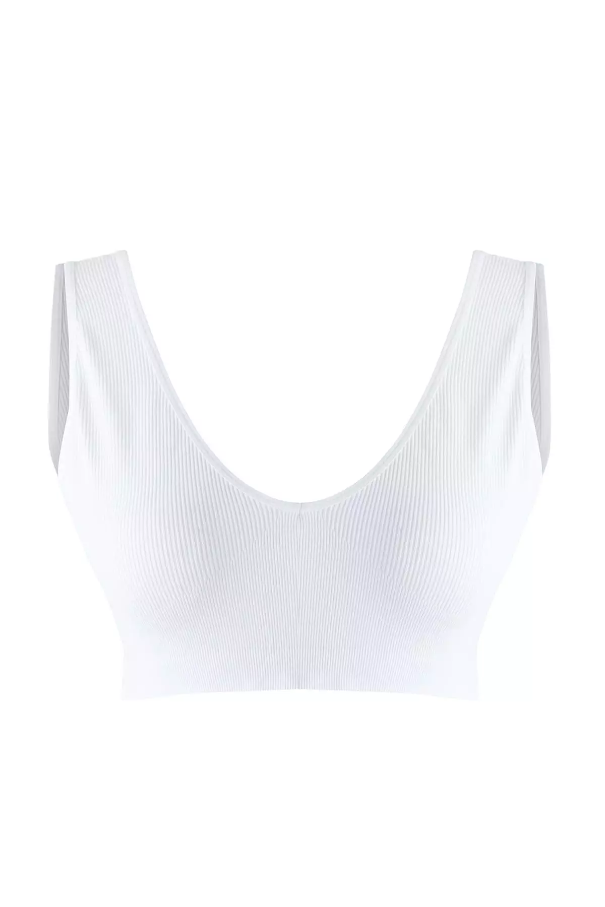 White V-Neck Seamless/Seamless Wire-Free Cupless Stretchy Bralette Knitted Plus Size Bra Tbbaw26Cw00008