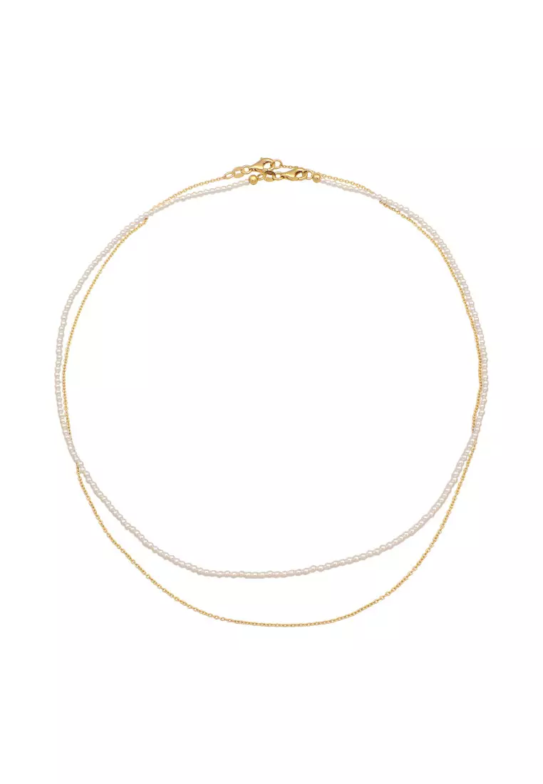 Kalung Perhiasan Perak 925 Wanita White Shell Pearl Gold Plated