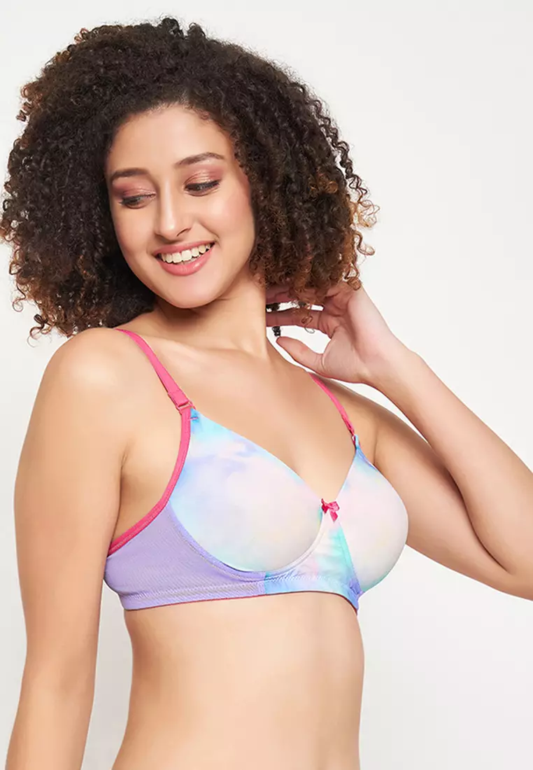 Padded Non-Wired Printed T-shirt Bra with Detachable Straps
